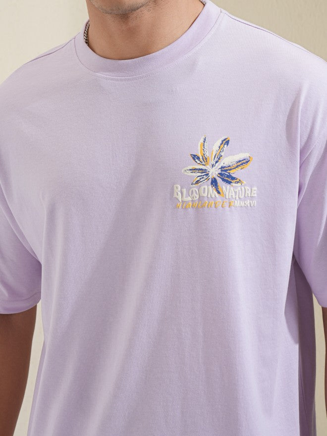 Highlander Men Mauve Printed Round Neck Relaxed Fit T-Shirt - Mauve - Image 7