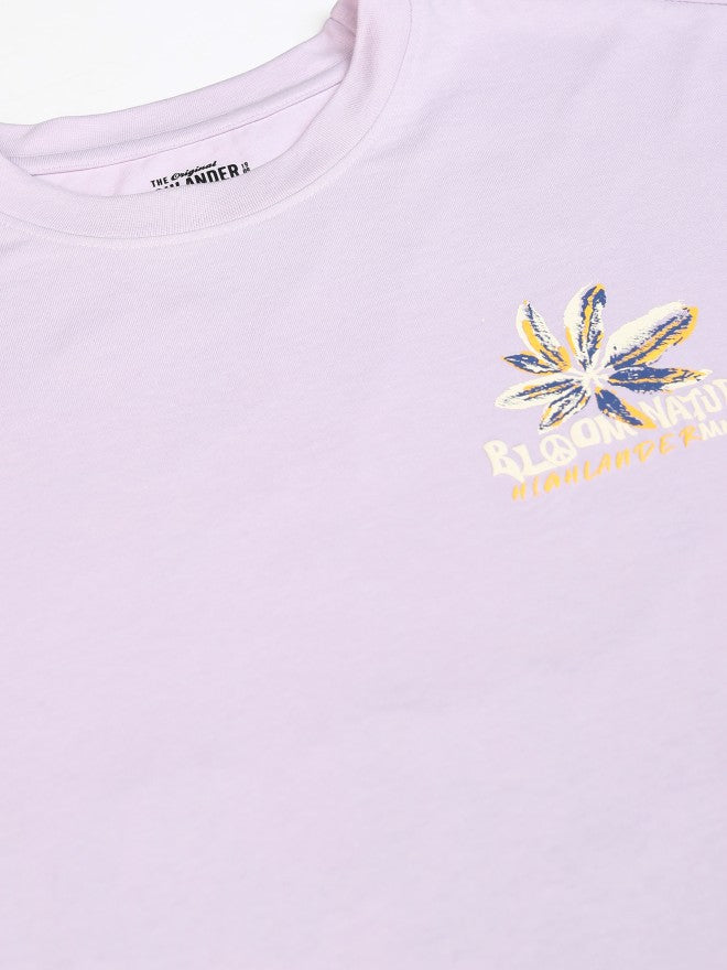 Highlander Men Mauve Printed Round Neck Relaxed Fit T-Shirt - Mauve - Image 9