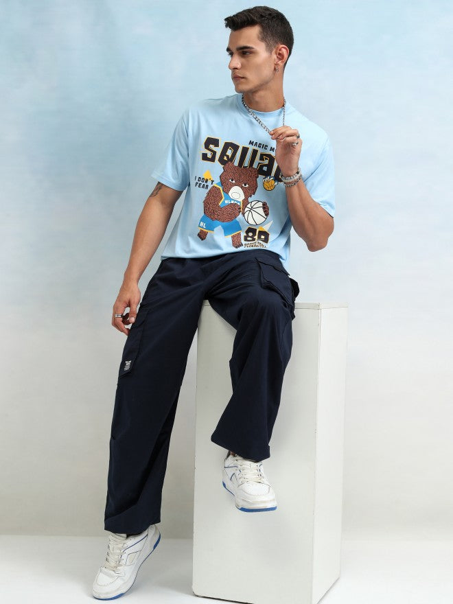 Highlander Men Blue Printed Relaxed Fit T-Shirt - Blue - Image 2