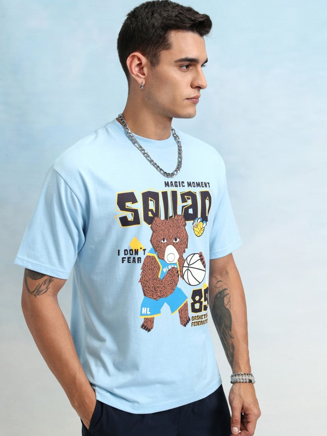 Highlander Men Blue Printed Relaxed Fit T-Shirt - Blue - Image 6