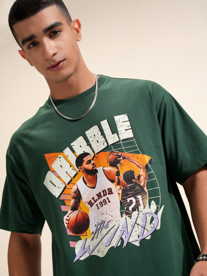 Highlander Men Green Printed Relaxed Fit T-Shirt - Green - Image 1
