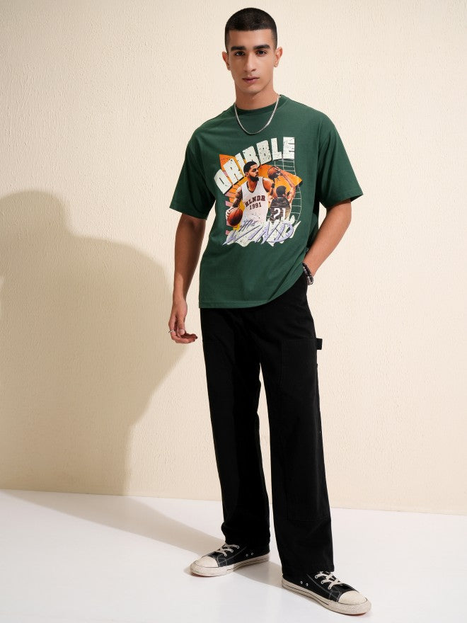 Highlander Men Green Printed Relaxed Fit T-Shirt - Green - Image 2