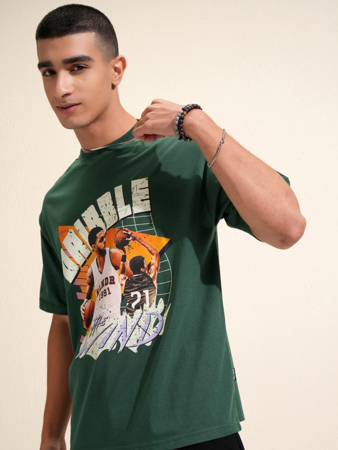 Highlander Men Green Printed Relaxed Fit T-Shirt - Green - Image 4