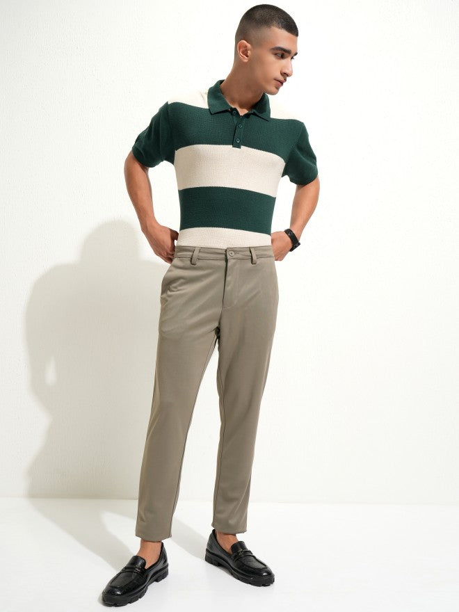 Highlander Men Green Colourblocked Polo Collar T-Shirt - Green - Image 2