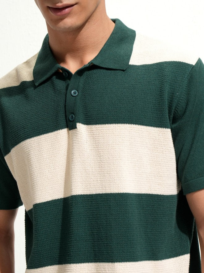 Highlander Men Green Colourblocked Polo Collar T-Shirt - Green - Image 5