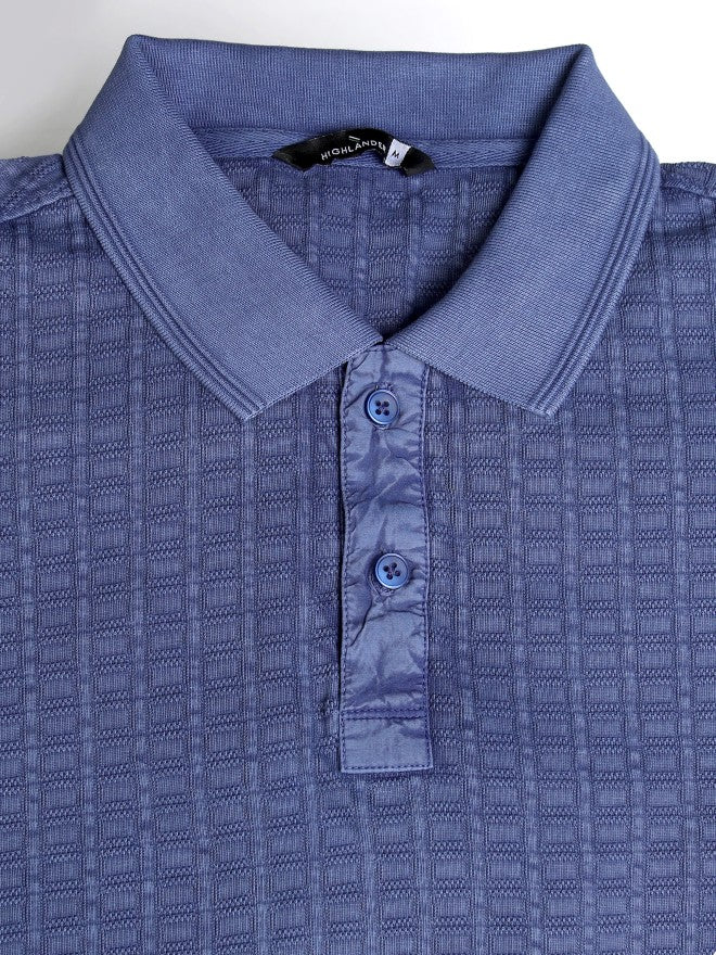 Highlander Men Purple Self Design Polo Collar T-Shirt - Purple - Image 7