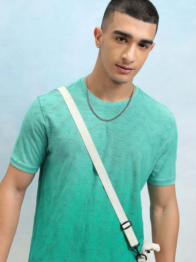 Highlander Men Green Round Neck Casual Tshirt - Green - Image 1