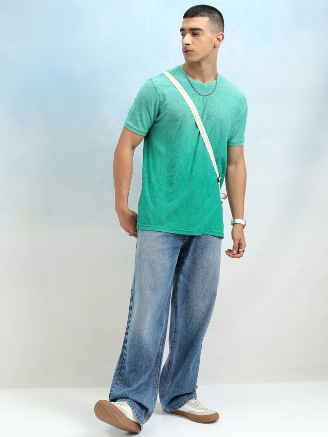 Highlander Men Green Round Neck Casual Tshirt - Green - Image 2