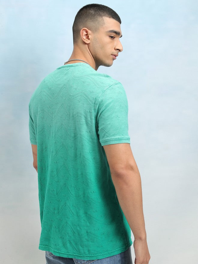 Highlander Men Green Round Neck Casual Tshirt - Green - Image 3