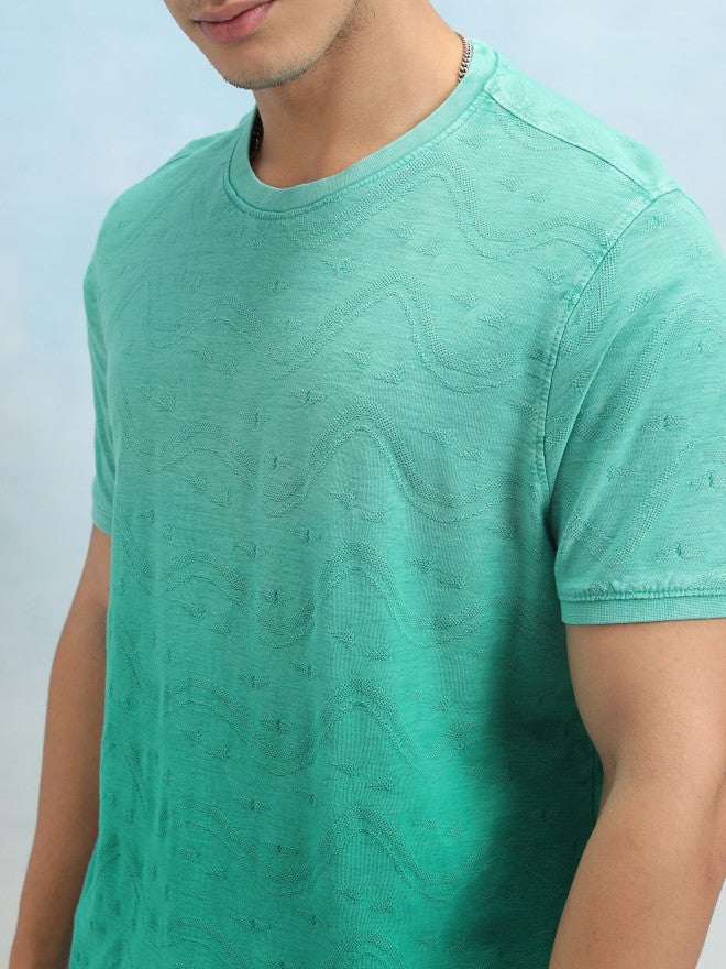 Highlander Men Green Round Neck Casual Tshirt - Green - Image 5