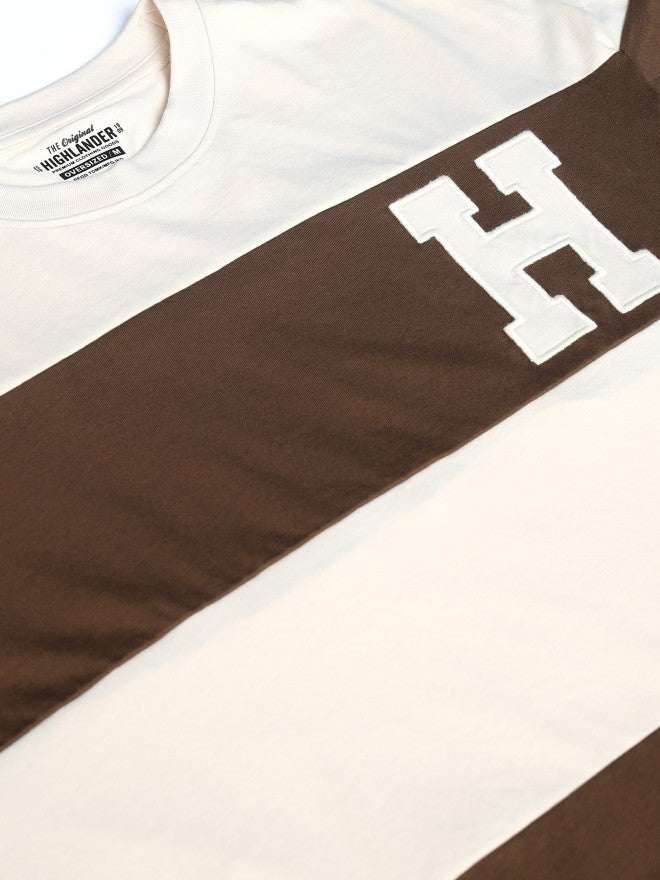 Highlander Men Cream Colourblocked Round Neck Oversized Fit T-Shirt - Cream - Image 8