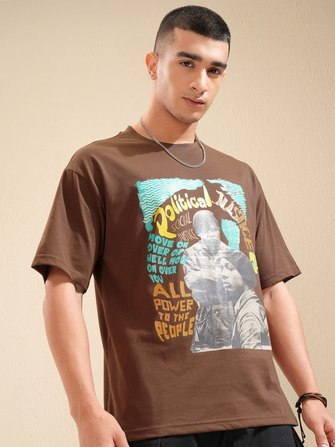 Highlander Men Brown Printed Relaxed Fit T-Shirt - Brown - Image 6