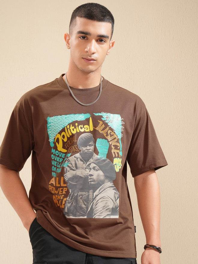 Highlander Men Brown Printed Relaxed Fit T-Shirt - Brown - Image 7