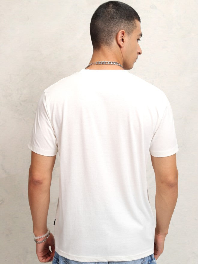 Highlander Men Off White Printed Round Neck Regular Fit T-Shirt - Off White - Image 3