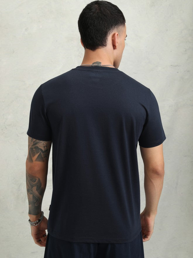 Highlander Men Navy Blue Printed Relaxed Fit T-Shirt - Navy Blue - Image 3