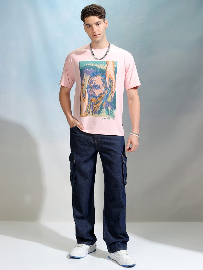 Highlander Men Pink Printed Round Neck Relaxed Fit T-Shirt - Pink - Image 2