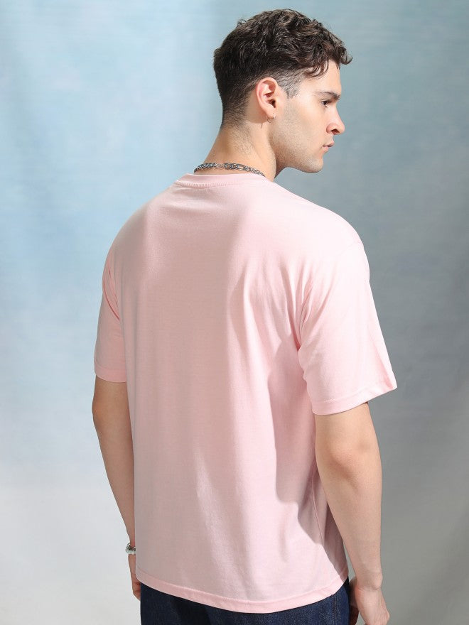 Highlander Men Pink Printed Round Neck Relaxed Fit T-Shirt - Pink - Image 3