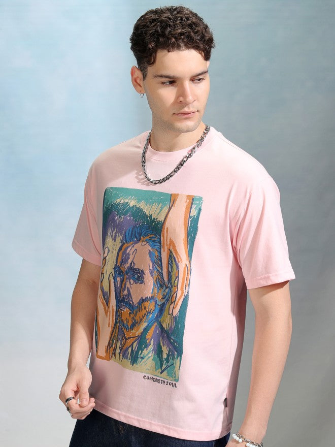 Highlander Men Pink Printed Round Neck Relaxed Fit T-Shirt - Pink - Image 4