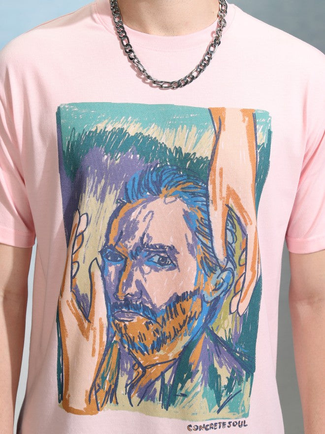 Highlander Men Pink Printed Round Neck Relaxed Fit T-Shirt - Pink - Image 5