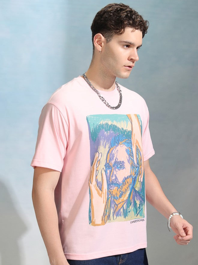Highlander Men Pink Printed Round Neck Relaxed Fit T-Shirt - Pink - Image 6