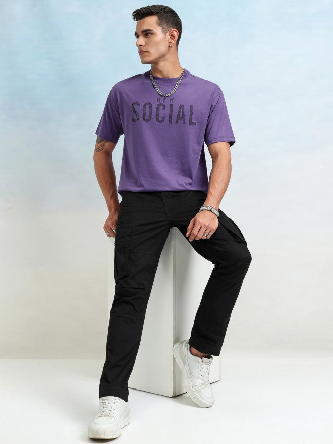 Highlander Men Purple Printed Relaxed Fit T-Shirt - Purple - Image 2