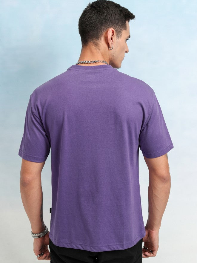 Highlander Men Purple Printed Relaxed Fit T-Shirt - Purple - Image 3