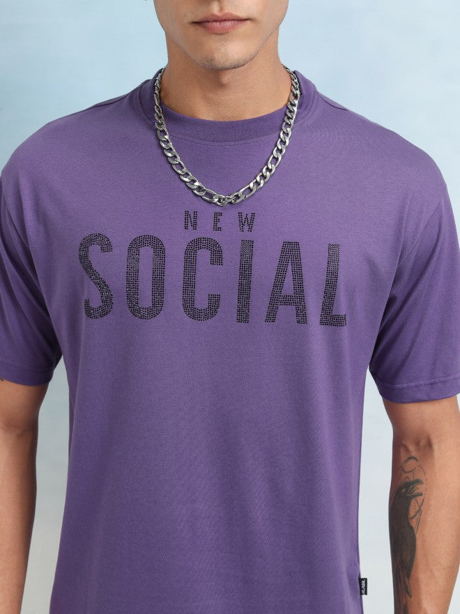 Highlander Men Purple Printed Relaxed Fit T-Shirt - Purple - Image 5