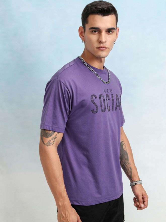 Highlander Men Purple Printed Relaxed Fit T-Shirt - Purple - Image 6
