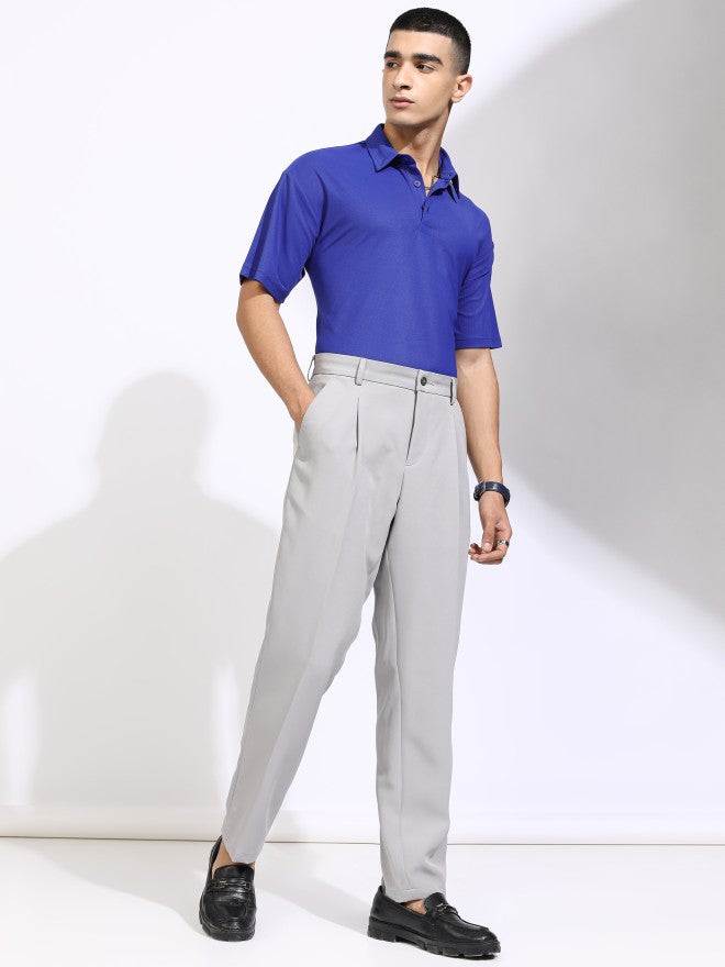 Highlander Men Blue Solid Polo Collar T-Shirt - Blue - Image 2