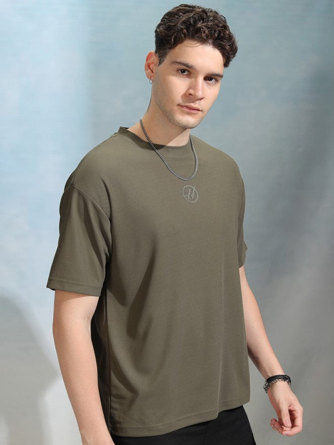 Highlander Men Olive Solid Round Neck T-Shirt - Olive - Image 6