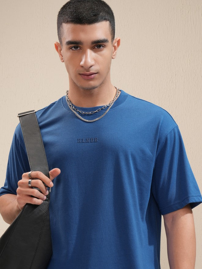 Highlander Men Blue Printed Round Neck Relaxed Fit T-Shirt - Blue - Image 1