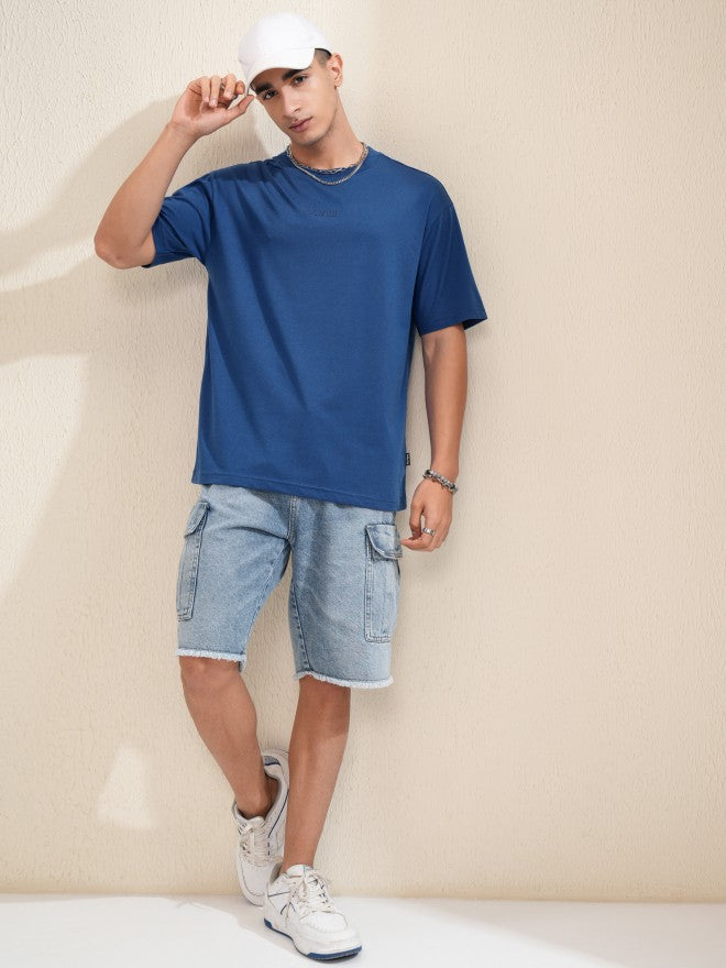 Highlander Men Blue Printed Round Neck Relaxed Fit T-Shirt - Blue - Image 2