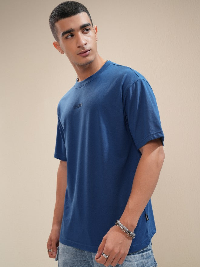 Highlander Men Blue Printed Round Neck Relaxed Fit T-Shirt - Blue - Image 4