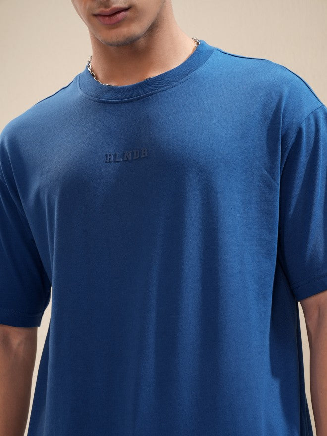 Highlander Men Blue Printed Round Neck Relaxed Fit T-Shirt - Blue - Image 5