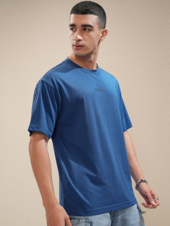 Highlander Men Blue Printed Round Neck Relaxed Fit T-Shirt - Blue - Image 6