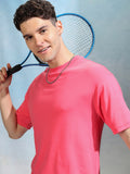 Highlander Men Rose Solid Round Neck Relaxed Fit T-Shirt - Rose - Image 1