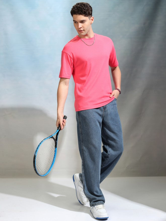 Highlander Men Rose Solid Round Neck Relaxed Fit T-Shirt - Rose - Image 2