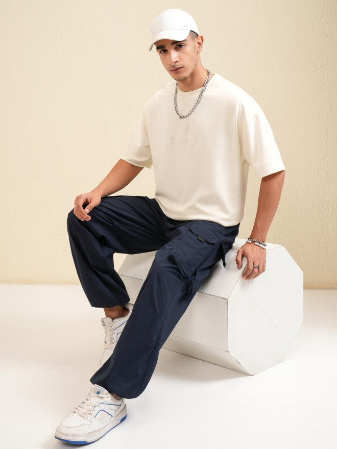 Highlander Men Off White Printed Round Neck Oversized Fit T-Shirt - Off White - Image 2