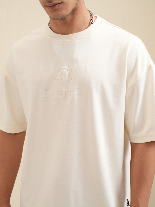 Highlander Men Off White Printed Round Neck Oversized Fit T-Shirt - Off White - Image 5