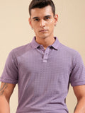 Highlander Men Lavender Self Design Polo Collar T-Shirt - Lavender - Image 1