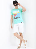 Highlander Men Blue Printed Round Neck Slim Fit T-Shirt - Blue - Image 1