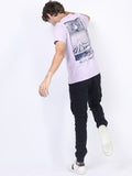 Highlander Men Purple Printed Round Neck Slim Fit T-Shirt - Purple - Image 1