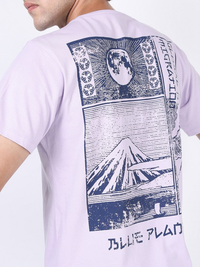 Highlander Men Purple Printed Round Neck Slim Fit T-Shirt - Purple - Image 3