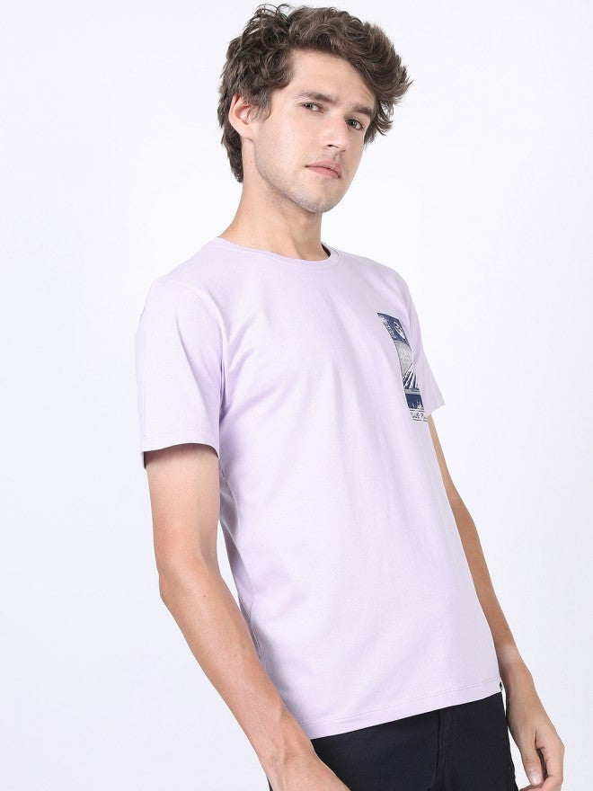 Highlander Men Purple Printed Round Neck Slim Fit T-Shirt - Purple - Image 5