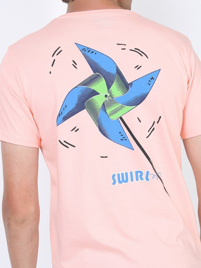 Highlander Men Pink Printed Round Neck Slim Fit T-Shirt - Pink - Image 3