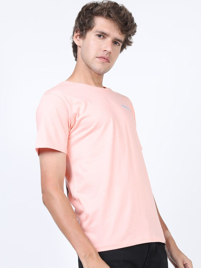 Highlander Men Pink Printed Round Neck Slim Fit T-Shirt - Pink - Image 5