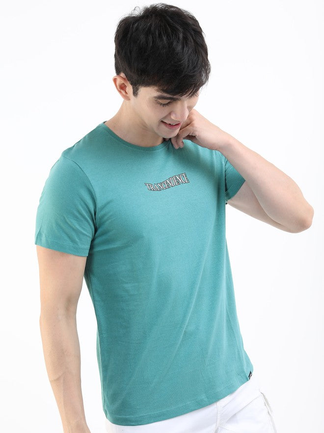Highlander Men Teal Printed Round Neck Slim Fit T-Shirt - Teal - Image 5