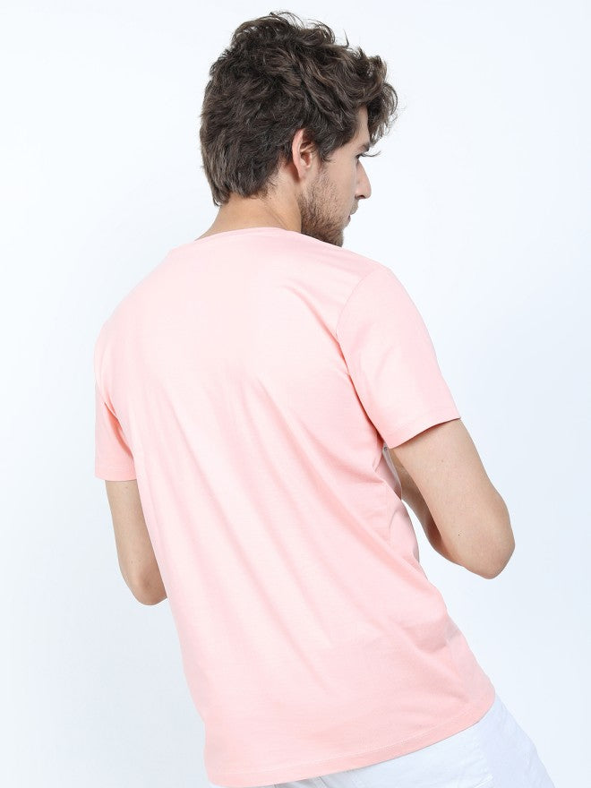Highlander Men Pink Printed Round Neck Slim Fit T-Shirt - Pink - Image 2