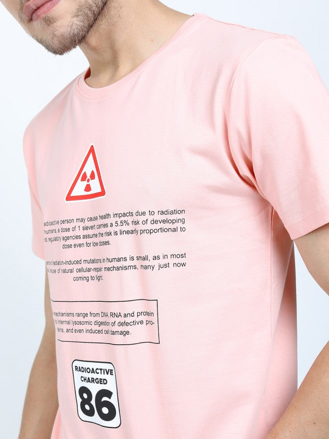 Highlander Men Pink Printed Round Neck Slim Fit T-Shirt - Pink - Image 5