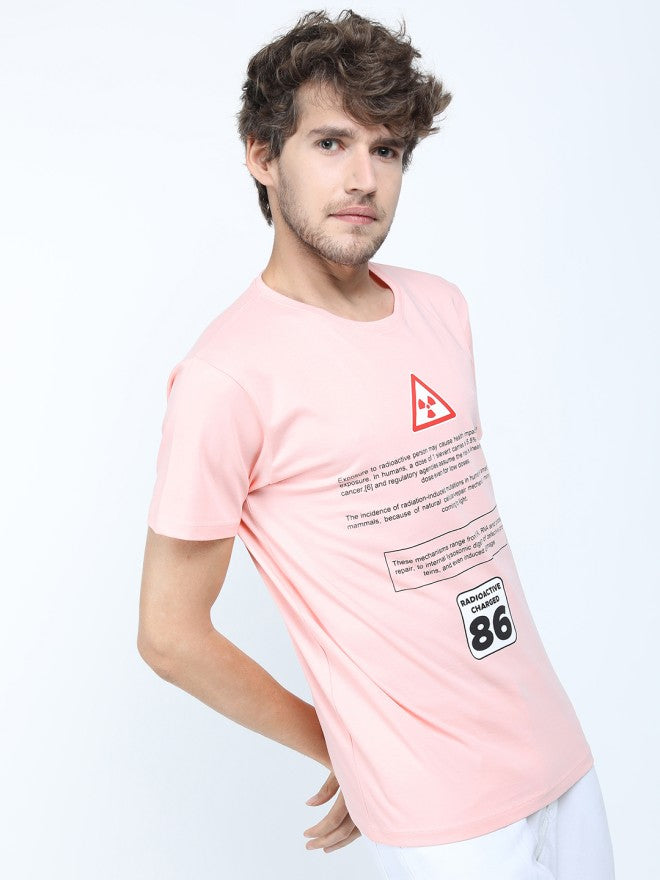 Highlander Men Pink Printed Round Neck Slim Fit T-Shirt - Pink - Image 6
